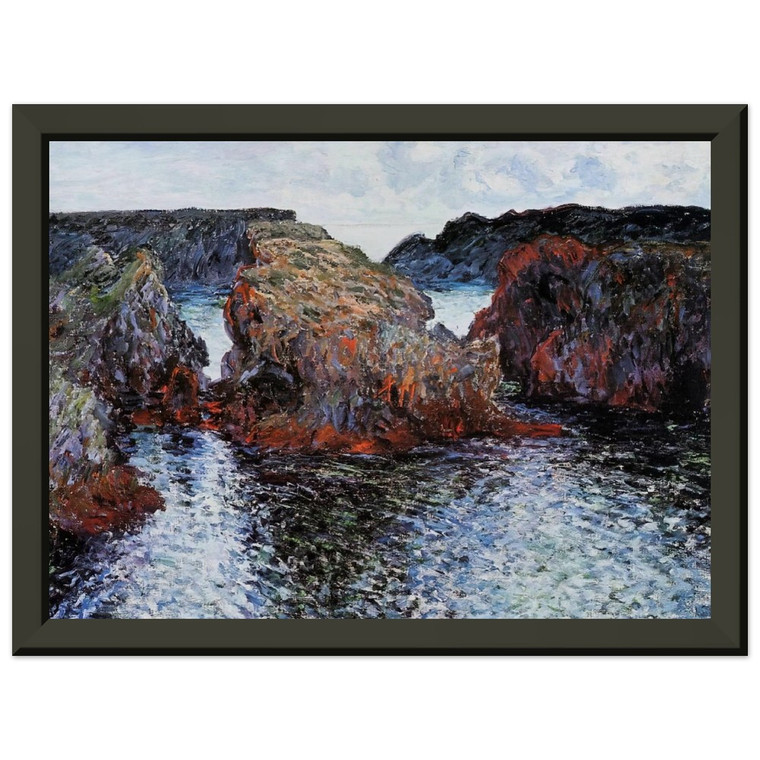 Monet BelleIle Rocks PortGoulphar Premium Metal Framed Art Print / Poster