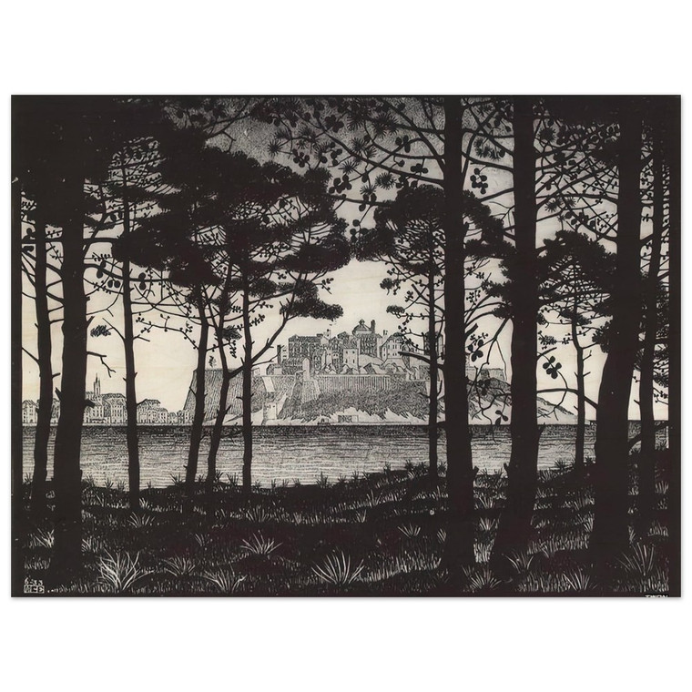 MC Escher  PINETA OF CALVI CORSICA Wood Print