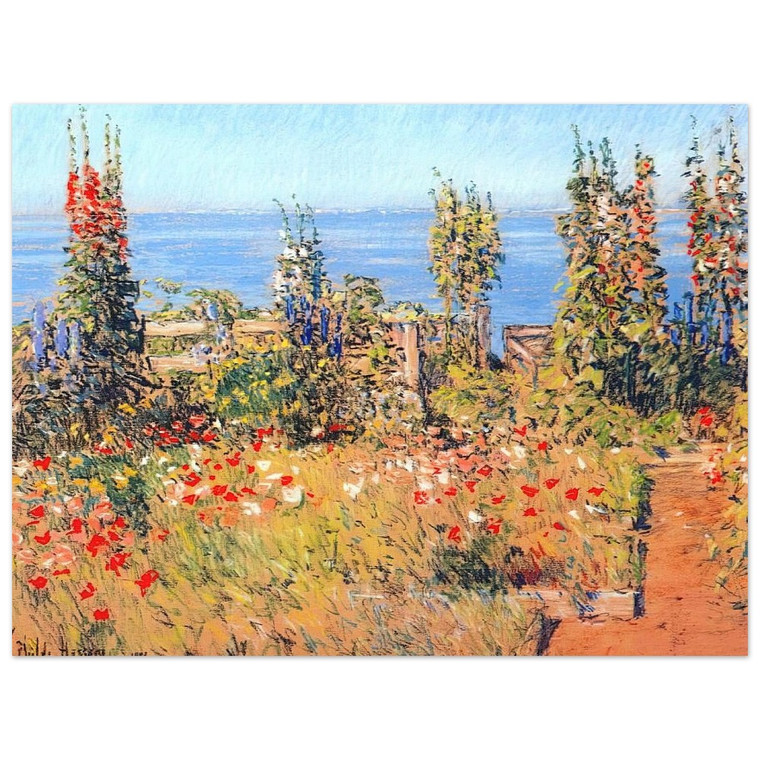Childe Hassam  Hollyhocks Isles of Shoals Aluminum Print