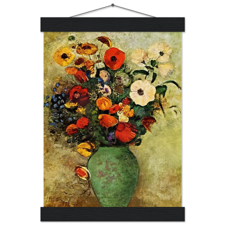 Odilon Redon BOUQUET OF FLOWERS IN A GREEN VASE Matte Poster with Hanger