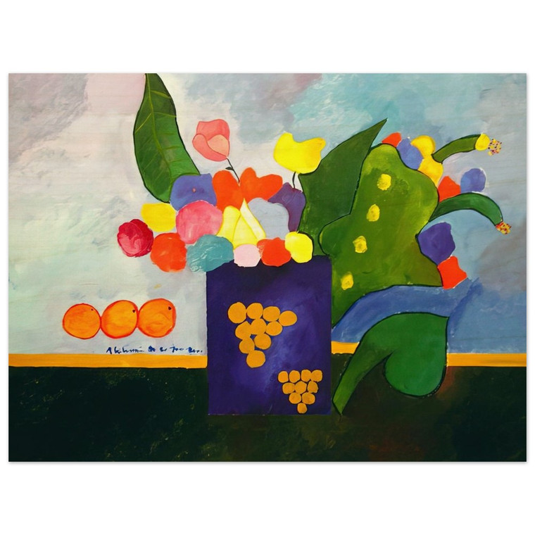 Aldemir Martins  Vase With Flowers and Fruit  2001 Wood Print