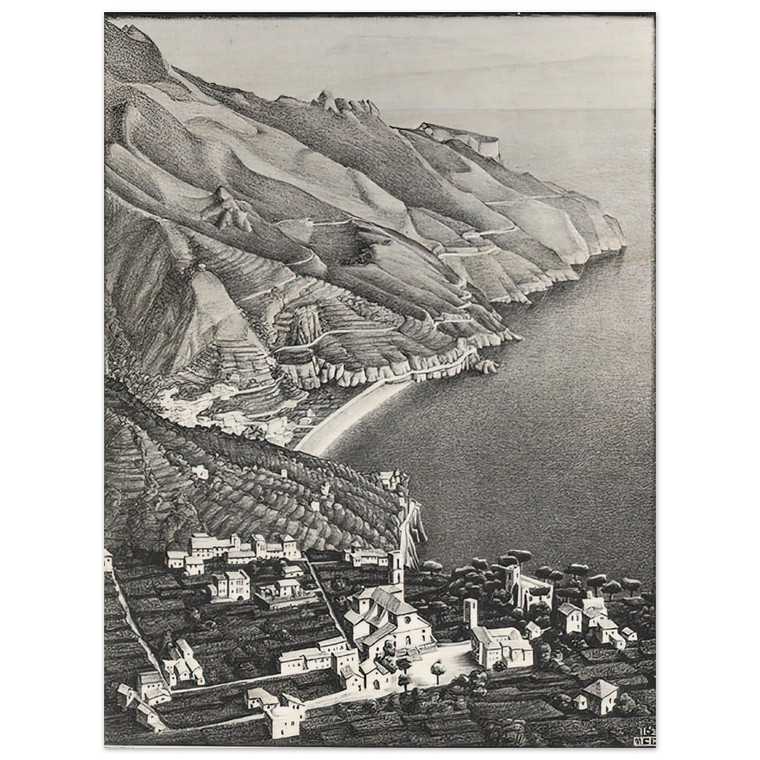 MC Escher  RAVELLO AND THE COAST OF AMALFI Wood Print