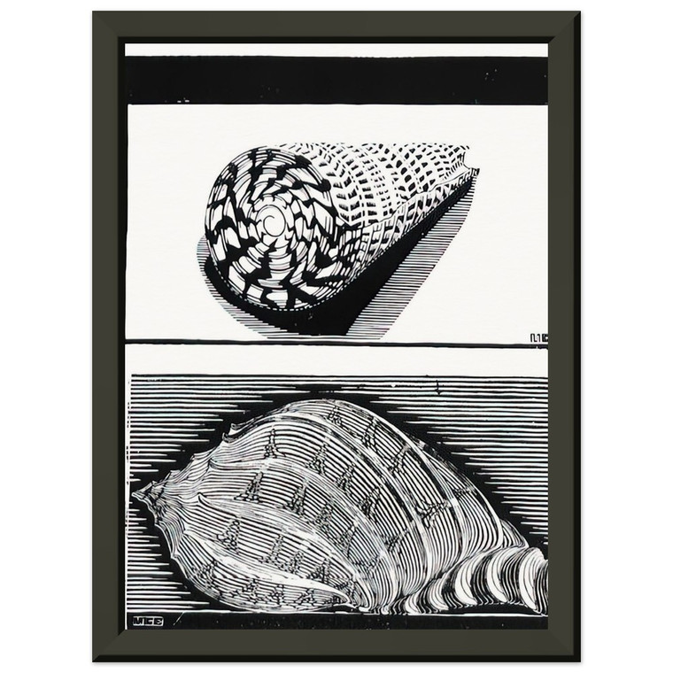 MC Escher  SEA SHELLS Premium Metal Framed Art Print / Poster