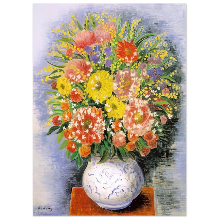 Moise Kisling  BOUQUET OF VARIOUS FLOWERS AND MIMOSA Fine Art Poster / Art Print