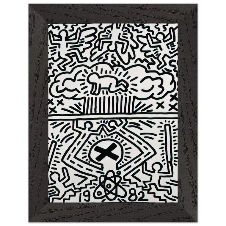 Keith Haring Anti-Nuclear 1982 N1 Premium Wooden Framed Art Print / Poster