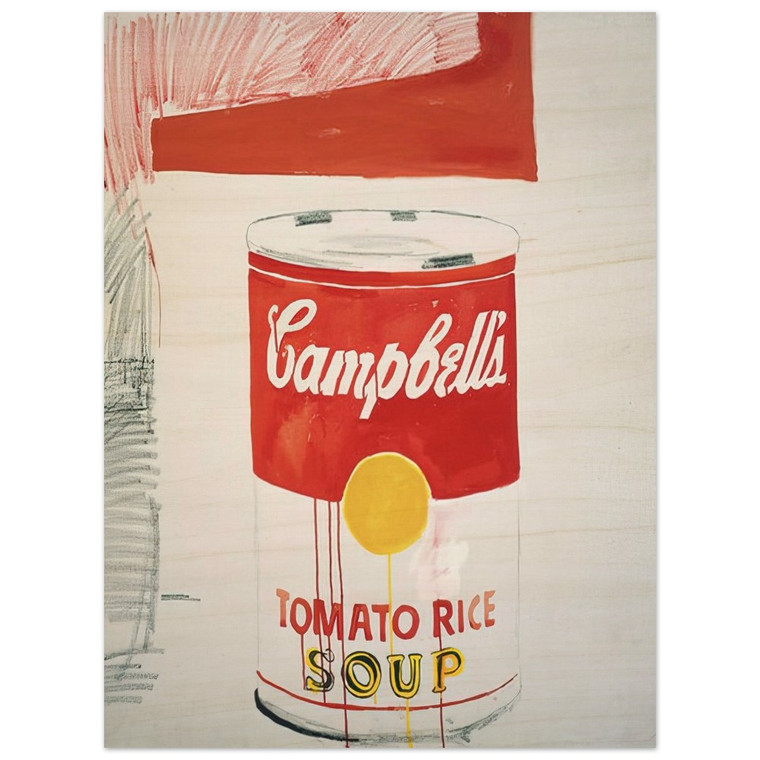 Andy Warhol  Campbells Soup Can  Tomato Rice  Wood Print