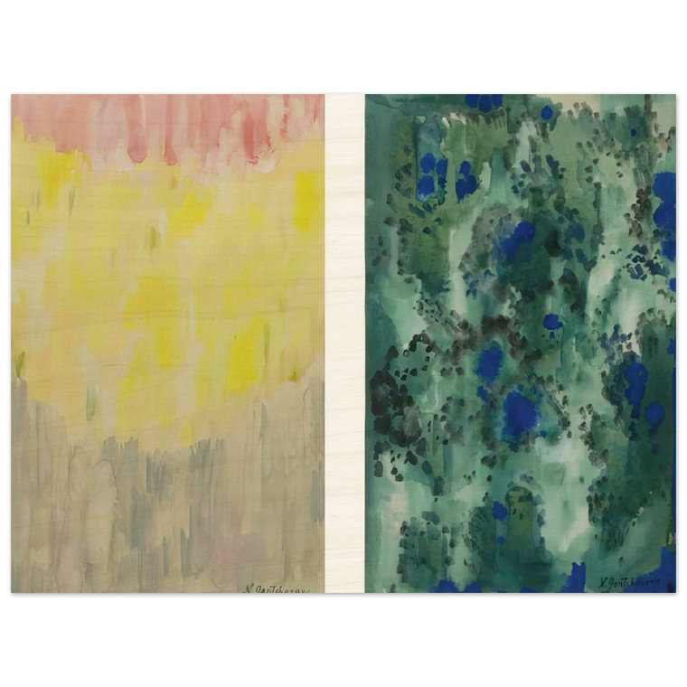 Natalia Goncharova Blue Green Abstract Art Wood Print