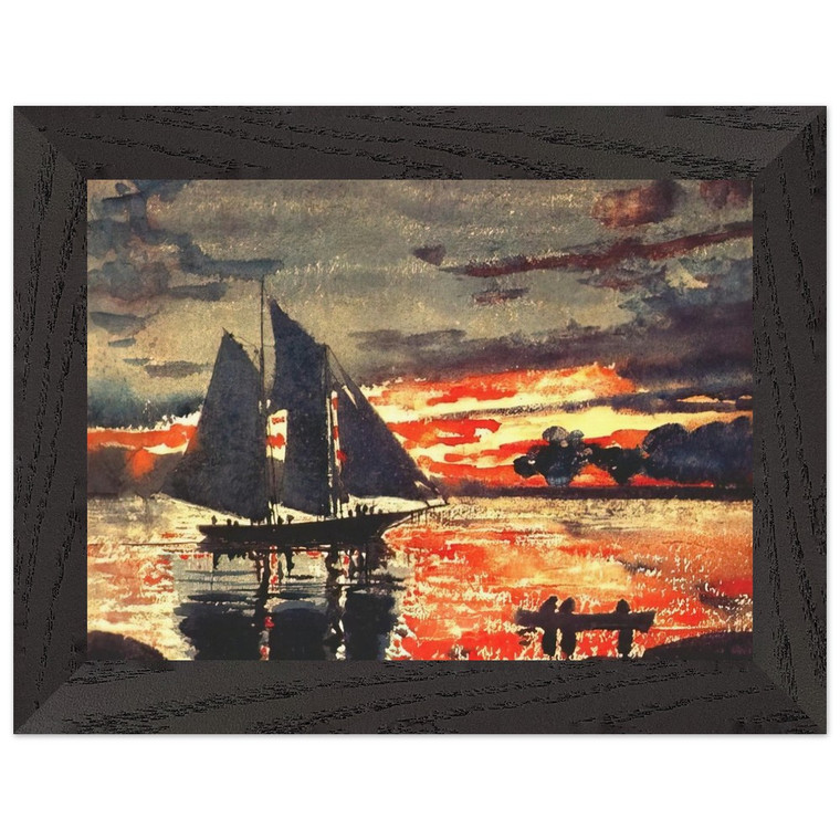 Winslow Homer  SUNSET FIRES Premium Wooden Framed Art Print / Poster