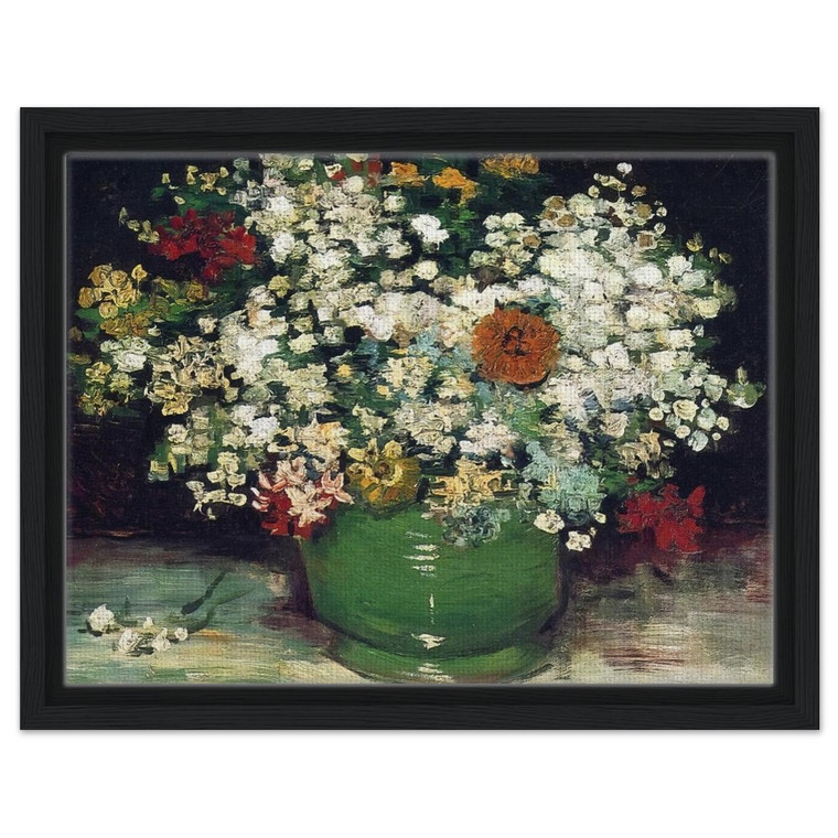 Vincent van Gogh  Vase with Zinnias and Other Flowers Framed Canvas