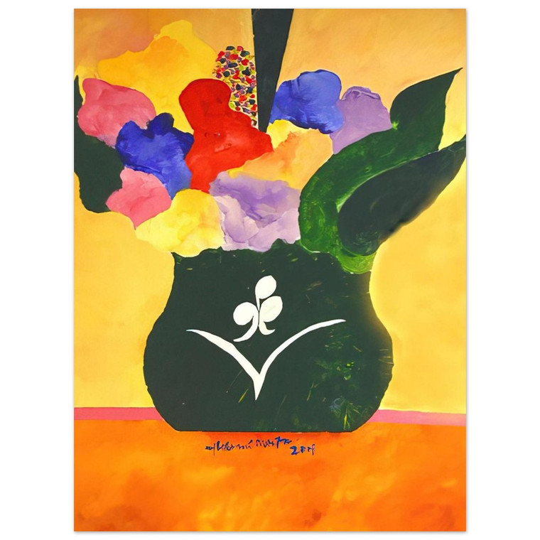 Aldemir Martins  Green Vase With Flowers and Fruit  2001 Aluminum Print