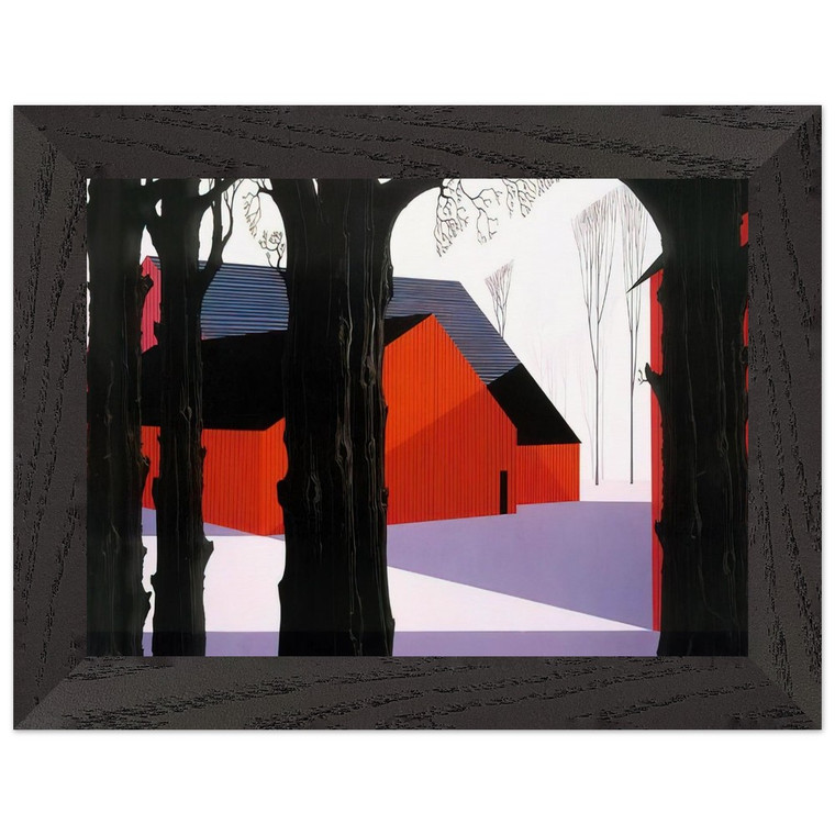 Eyvind Earle  Red Barn Premium Wooden Framed Art Print / Poster