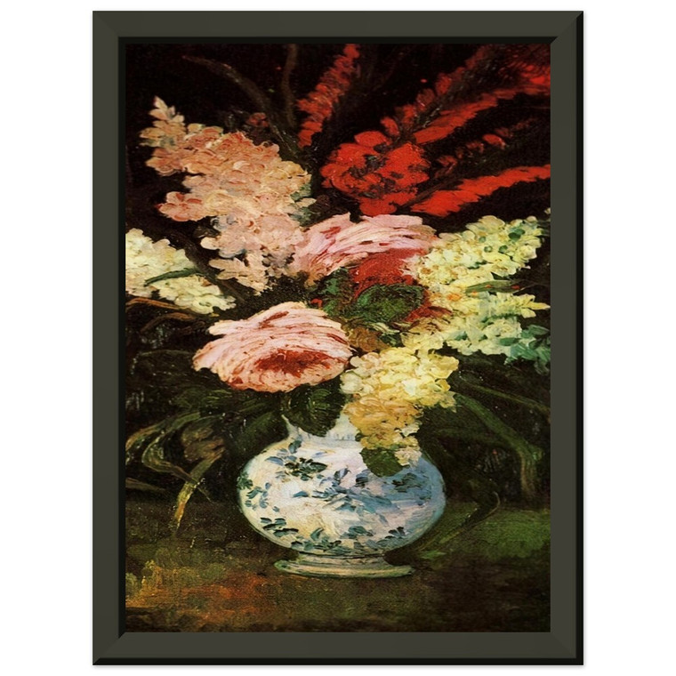 Vincent van Gogh Vase with Gladioli and Lilac Metal Framed Print Poster