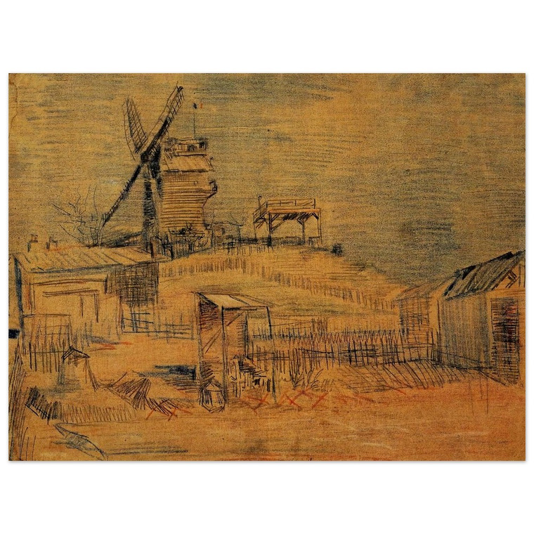 Vincent van Gogh  Gardens on Montmartre and the BluteFin Windmill Aluminum Print