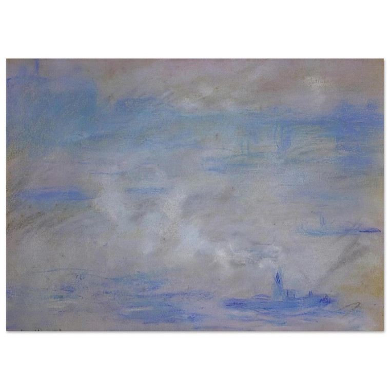 claude monet  Boats on the Thames Fog Effect Fine Art Poster / Art Print