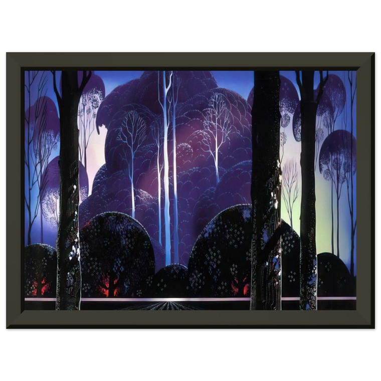 Eyvind Earle  Purple Sunrise Premium Metal Framed Art Print / Poster