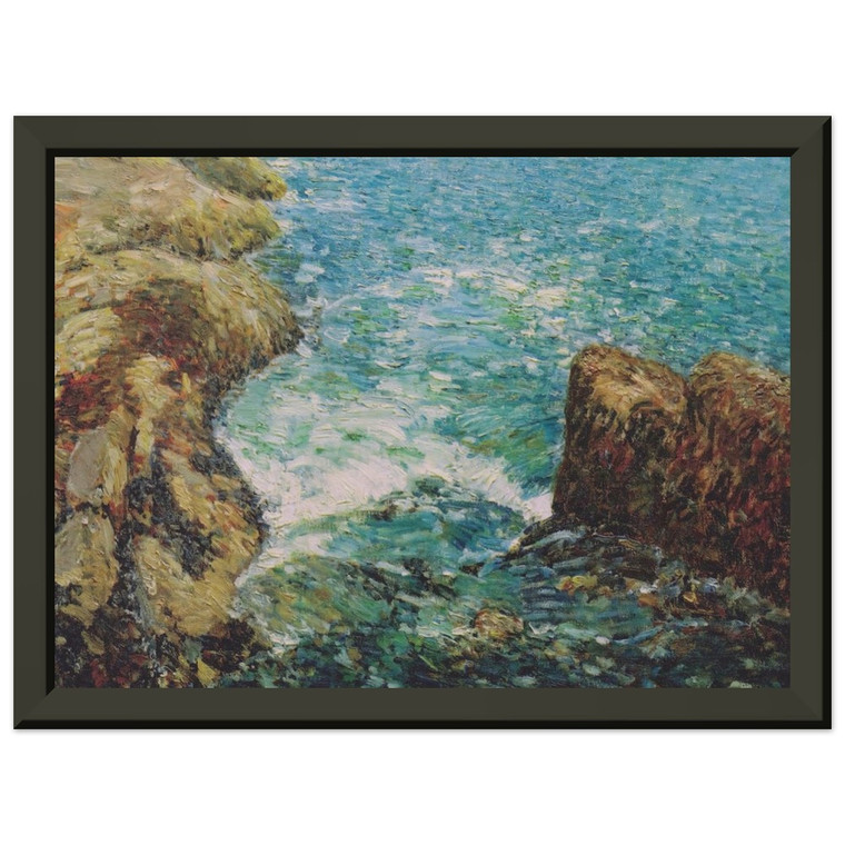 Childe Hassam  Surf and Rocks Premium Metal Framed Art Print / Poster