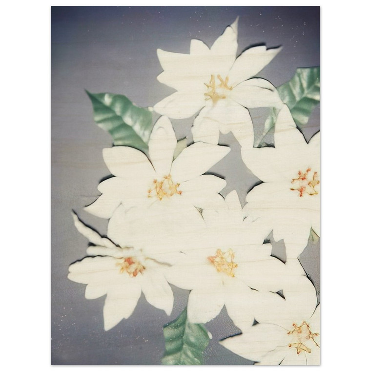 Andy Warhol  Christmas PoinsettiasWhite Wood Print