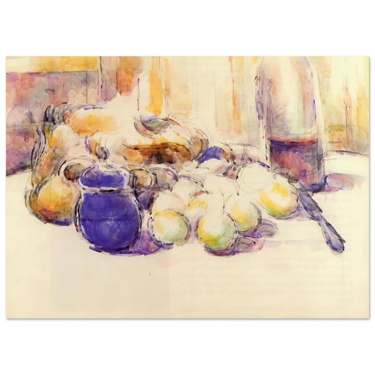 Paul Cezanne  Blue Pot and Bottle of Wine Fine Art Poster / Art Print