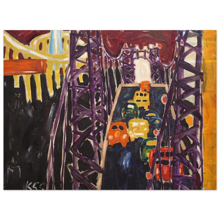 Allan Kaprow  George Washington Bridge with Cars Aluminum Print