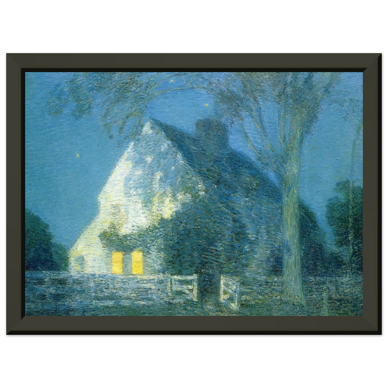 Childe Hassam  Moonlight the Old House Premium Metal Framed Art Print / Poster