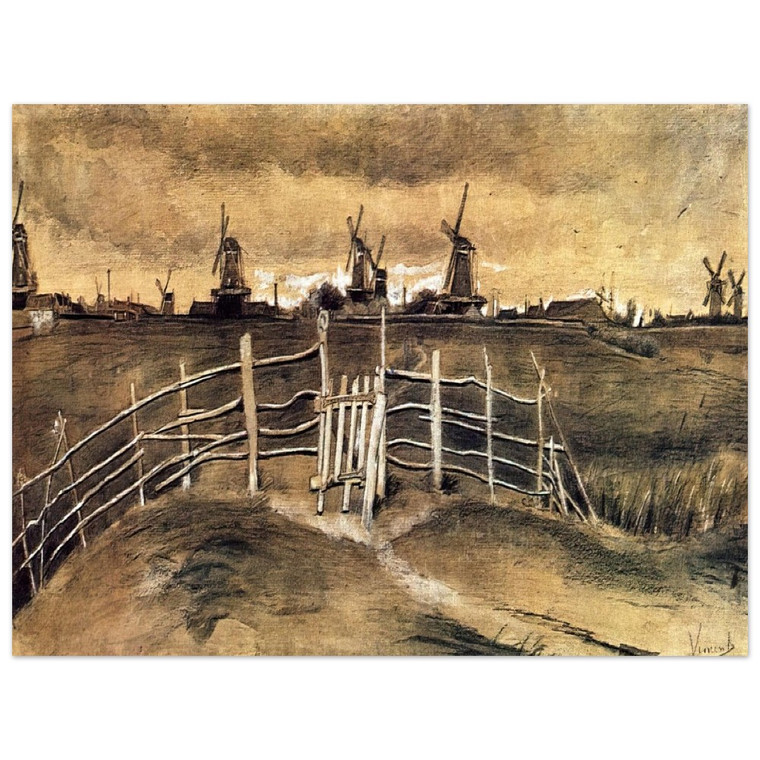 Vincent van Gogh  Windmils at Dordrecht Aluminum Print