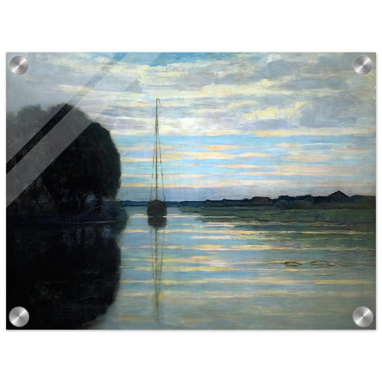 Piet Mondrian  River view with a boat Sun Acrylic Print