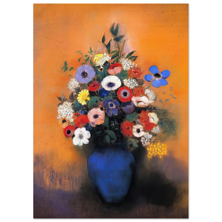 Odilon Redon MINOSAS ANEMONIES LEAVES IN BLUE VASE Fine Art Print