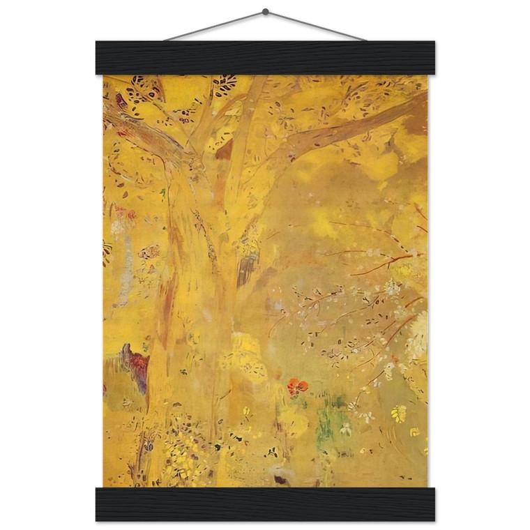 Odilon Redon Tree Against Yellow Background Matte Poster with Hanger