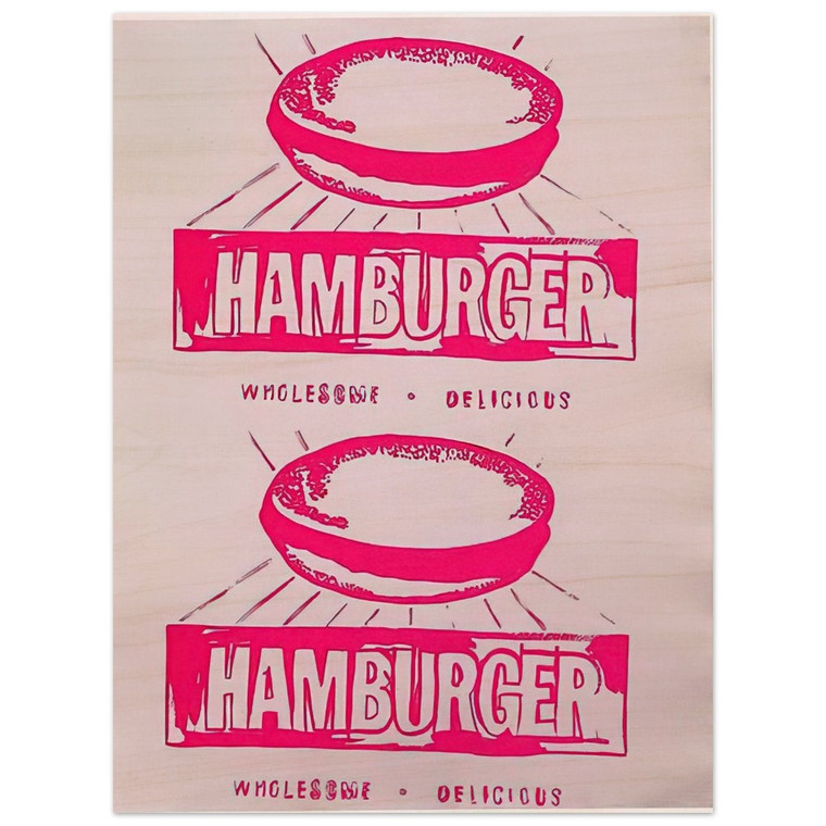 Andy Warhol  Double Hamburger Wood Print