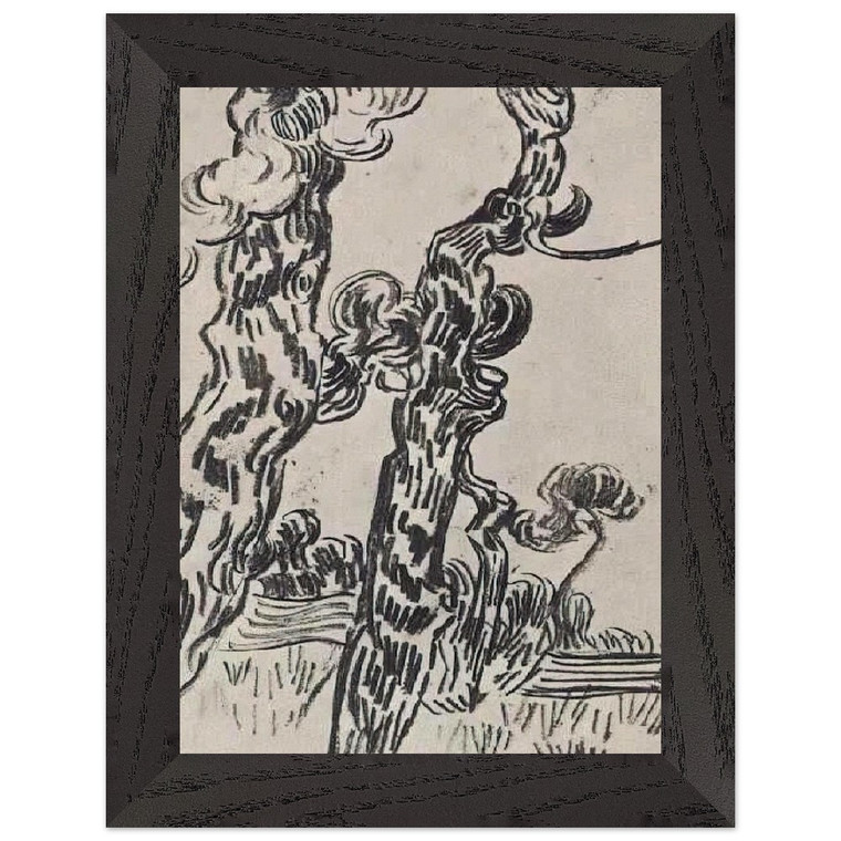 Vincent van Gogh  Two Pinetrees Premium Wooden Framed Art Print / Poster