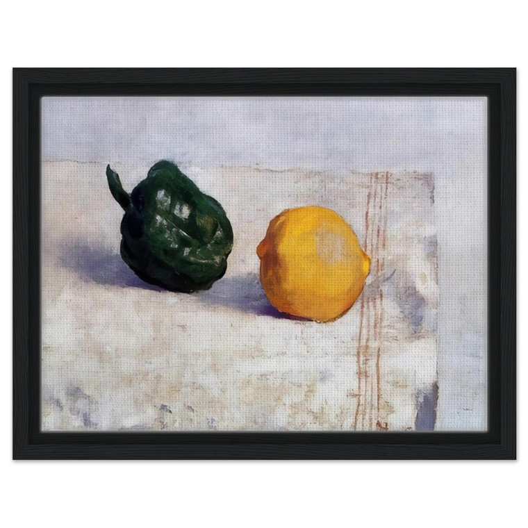 Odilon Redon  PEPPER AND LEMON ON A WHITE TABLECLOTH 1901 Framed Canvas