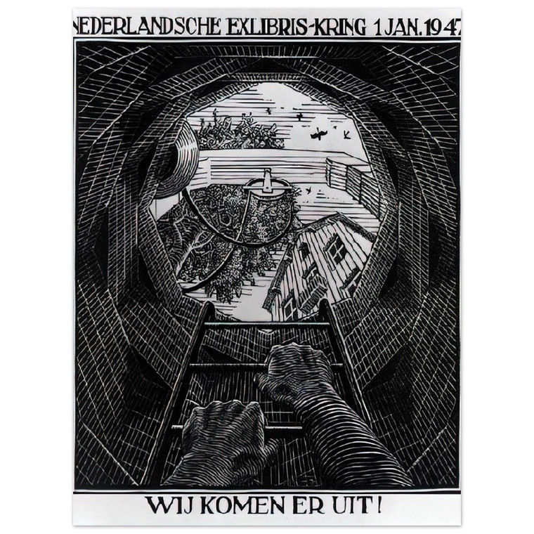 MC Escher  NEW YEAR S GREETING CARD Aluminum Print