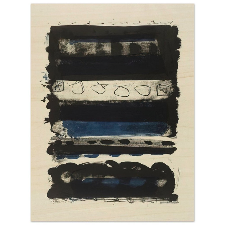 Patrick Heron  Black and Blue Stripes  1958 Wood Print