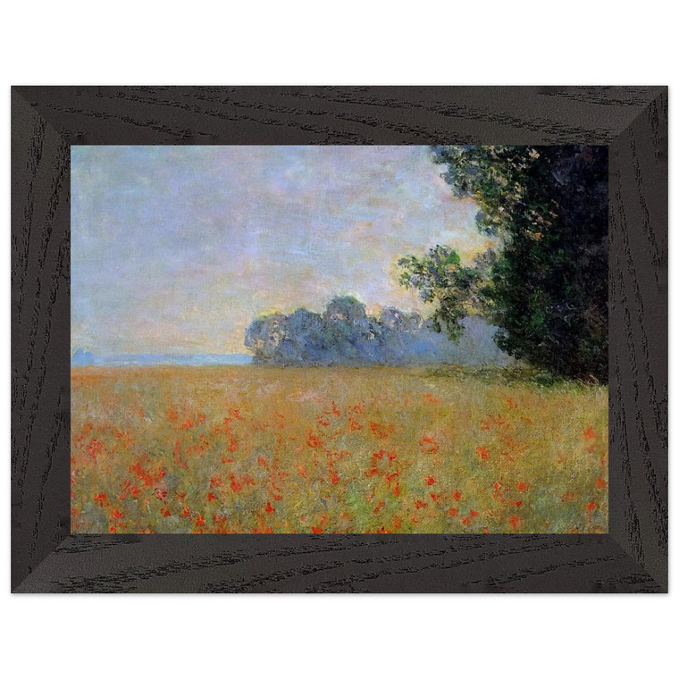claude monet  Oat and Poppy Field Premium Wooden Framed Art Print / Poster