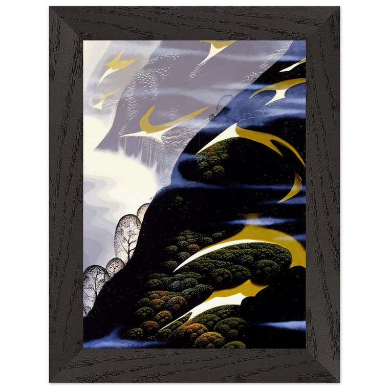 Eyvind Earle Copy of Sea mist and Pastures Wood Frame Art Print Poster