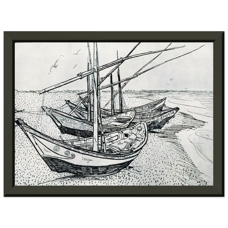 Van Gogh Fishing Boats SaintesMaries Premium Metal Framed Art Print Poster