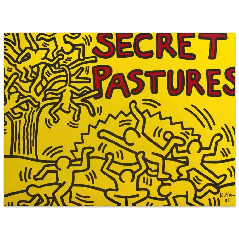 Keith Haring Secret Pastures Poster 1984 N2 Aluminum Print