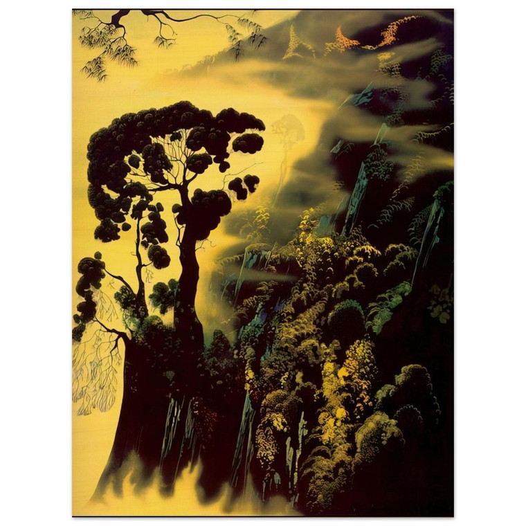 Eyvind Earle  Sunset Silhouette Wood Print