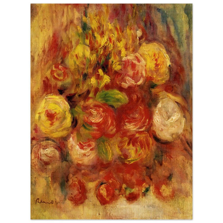 PierreAuguste Renoir  Flowers in a Vase with Blue Decoration Wood Print