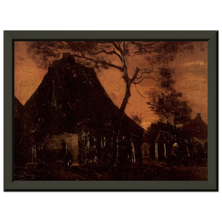 Vincent van Gogh  Cottage with Trees Premium Metal Framed Art Print / Poster