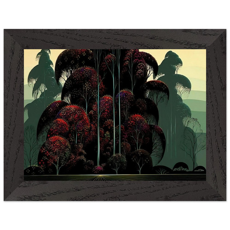 Eyvind Earle  Crimson Autumn Premium Wooden Framed Art Print / Poster