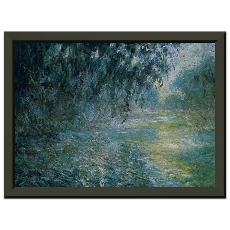 Claude Monet Morning on Seine Rain Premium Metal Framed Art Print / Poster
