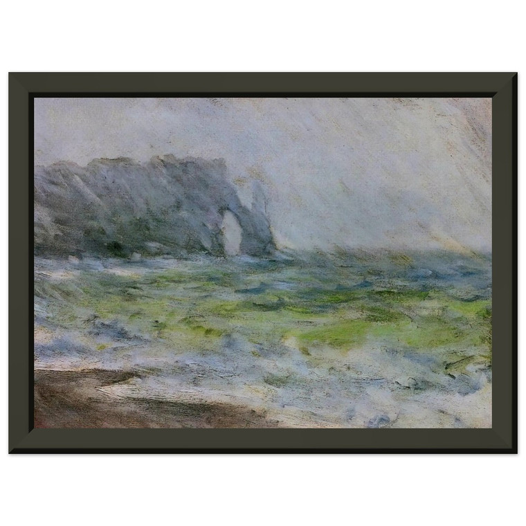 Monet The Manneport Etretat Rain Premium Metal Framed Art Print / Poster