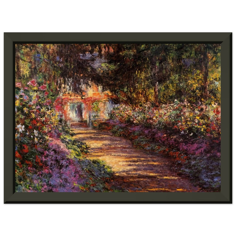Monet Pathway Garden Giverny Premium Metal Framed Art Print / Poster