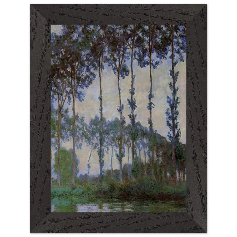 Monet Poplars Epte Overcast Premium Wooden Framed Art Print / Poster