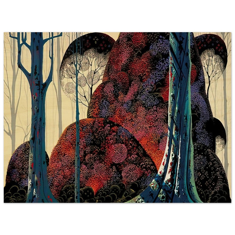 Eyvind Earle  Jewel Forest Wood Print