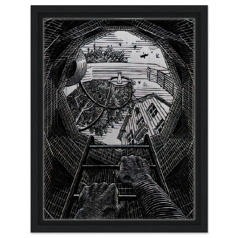 MC Escher  NEW YEAR S GREETING CARD Framed Canvas