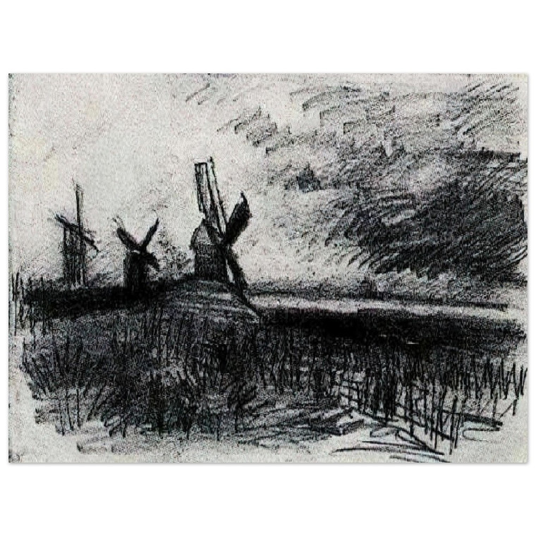 Vincent van Gogh  Windmills at Montmartre Aluminum Print