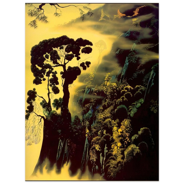 Eyvind Earle  Sunset Silhouette Aluminum Print