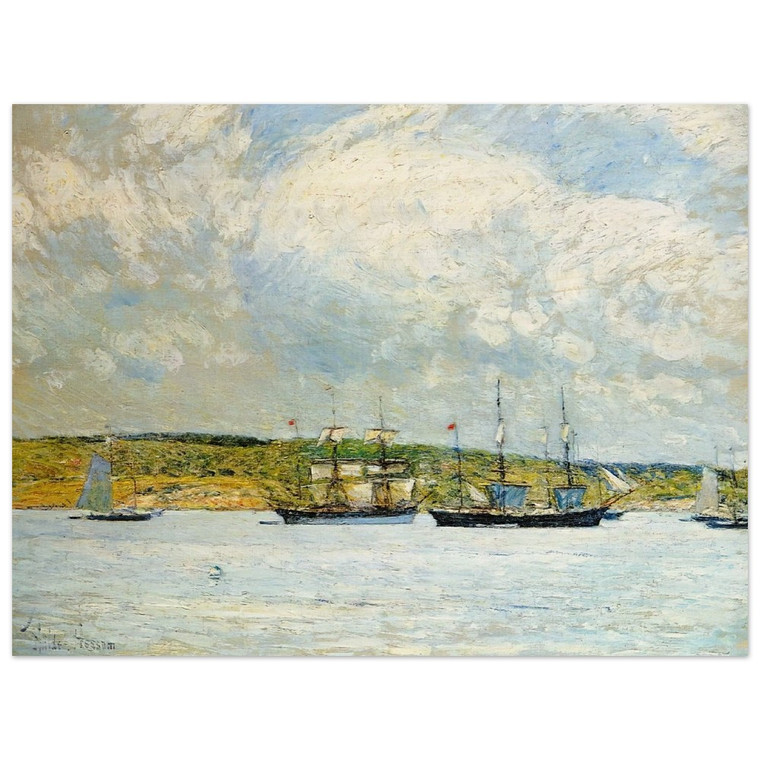 Childe Hassam  A Parade of Boats Wood Print